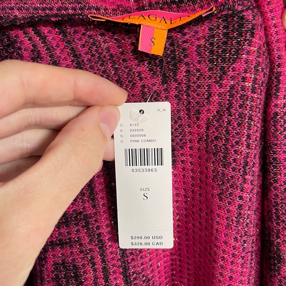 Vilagallo Anthropologie Fringe pink abstract cardigan sweater - Picture 5 of 5